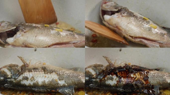 4K红烧鱼，烧鱼，酱料煮鱼，做菜，烧鱼