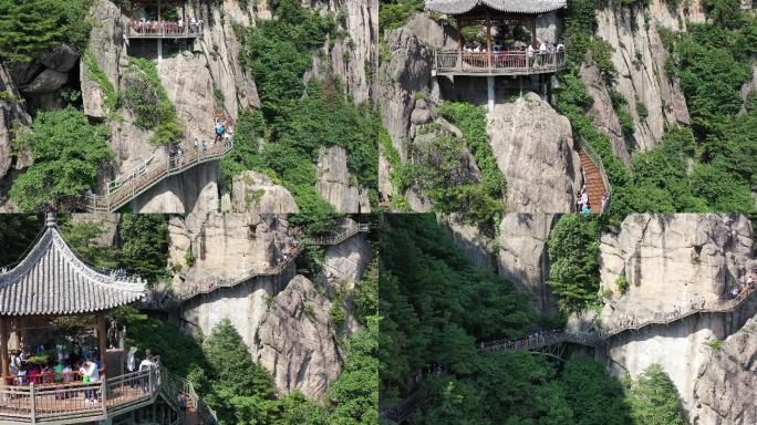 4K原素材航拍鸡峰山悬空栈道