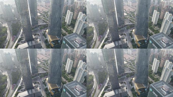 上海陆家嘴全景俯视4K航拍原素材