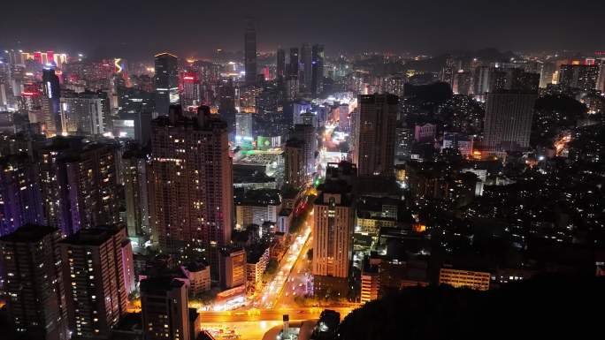 贵阳大范围夜景延时航拍4k30帧