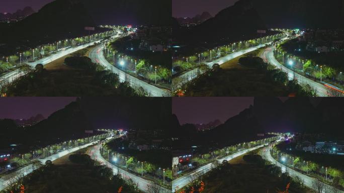 桂林 车流 夜景 机场路 秀峰区