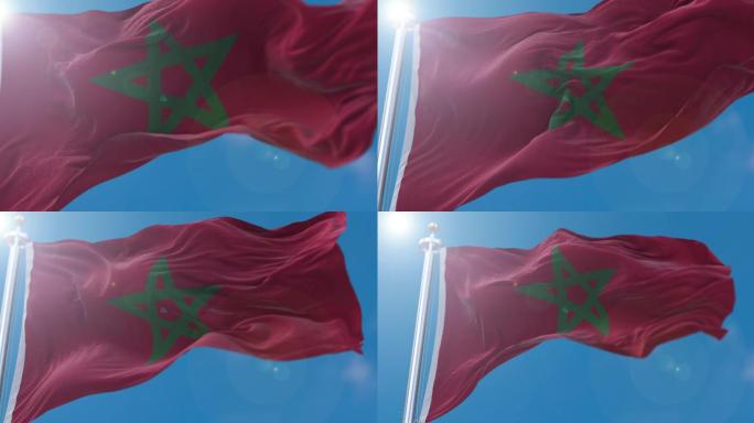摩洛哥国旗随风飘扬