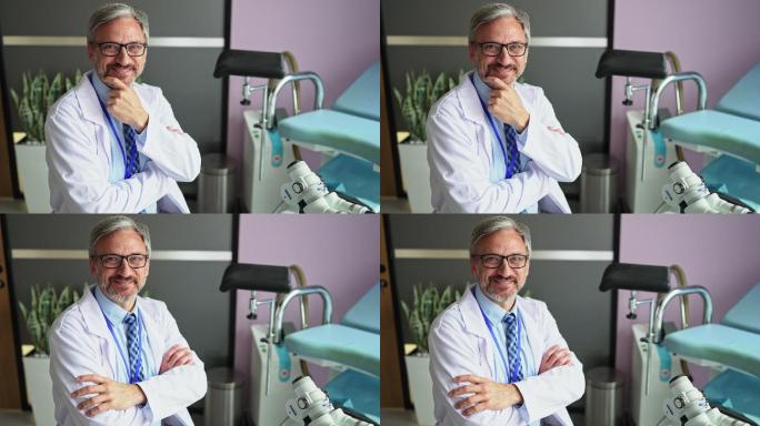 检查室里一位成年男性妇科医生的肖像。