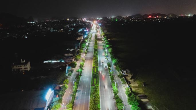 桂林 车流 延时 夜景 航拍