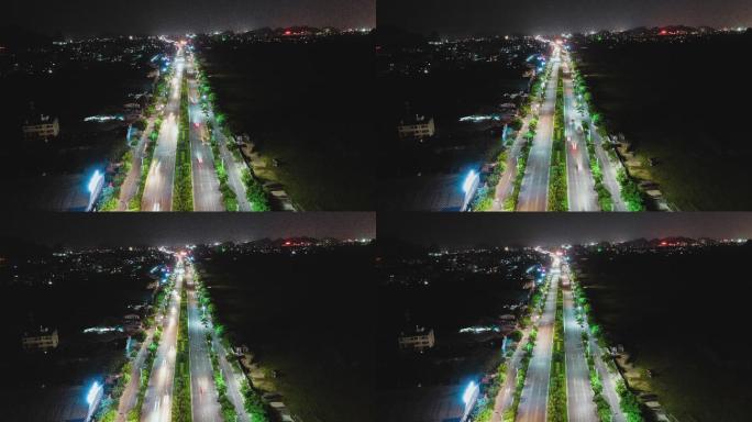 桂林 车流 延时 夜景 航拍