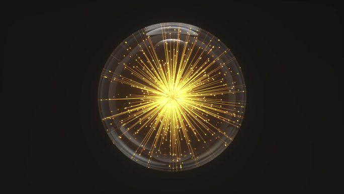 异形水球释放金色粒子线美容护肤3D素材