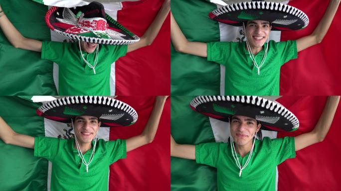 一位为墨西哥足球队加油的十几岁拉丁男孩的肖像