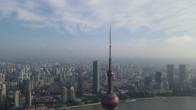 上海东方明珠塔尖高度4K航拍原素材