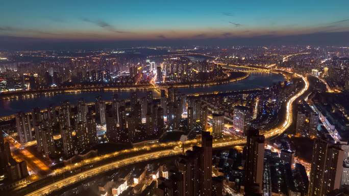 沈阳五里河大全景航拍夜景