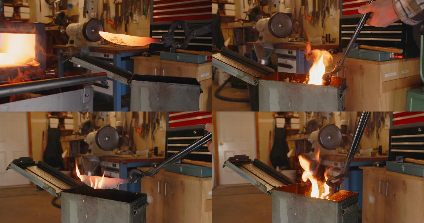 自制锻刀铁匠铸铁淬火打铁