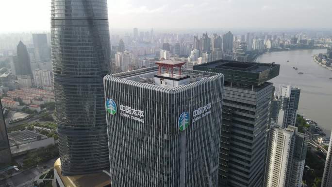 上海陆家嘴太平洋大楼4K航拍原素材