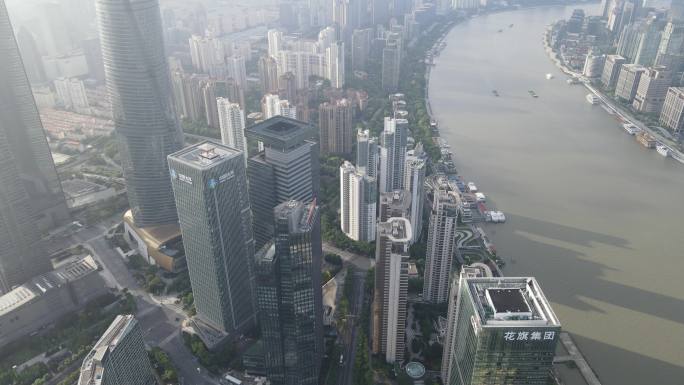 上海陆家嘴全景俯视4K航拍原素材