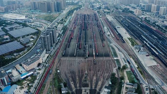 航空摄影，铁路编组站，郑州，中国