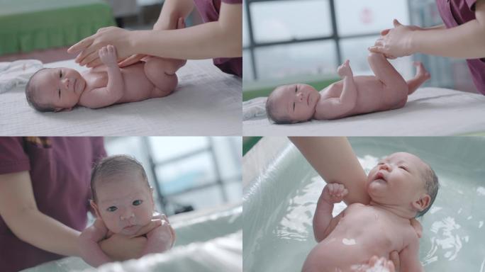 广告级婴儿护理 新生儿洗澡月子