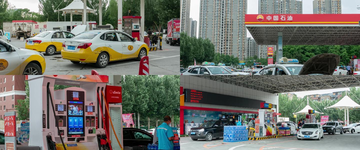 加油站中国石油车辆排队