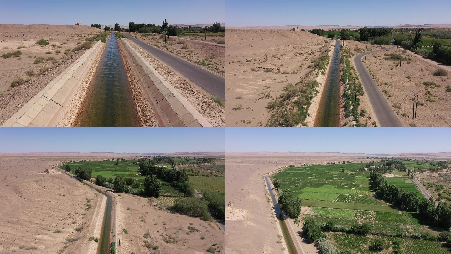 沙漠农田引水干渠