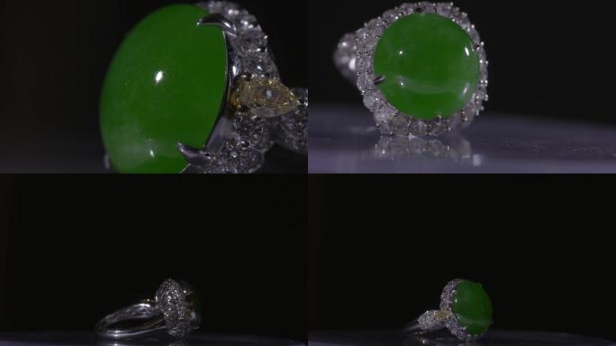 翡翠珠宝冰种满绿镶嵌收藏级翡翠戒指传家宝
