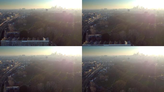 从高角度看冬季的伦敦田野