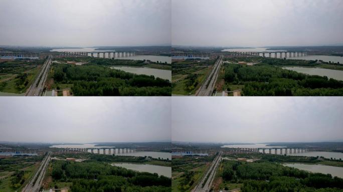 航拍镜头城市大景生态桥梁A