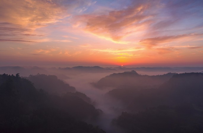 骑龙坳朝霞日出延时