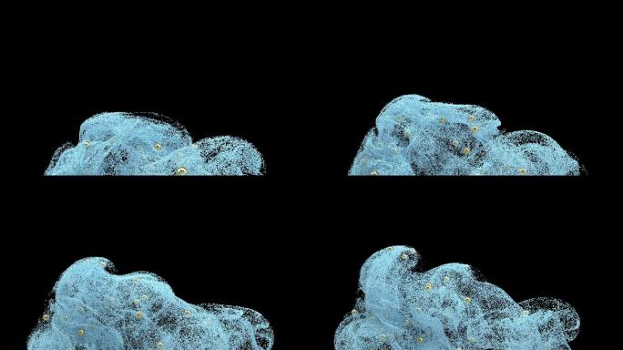 黑色夜空中蓝色粒子扩张创意片头3D素材