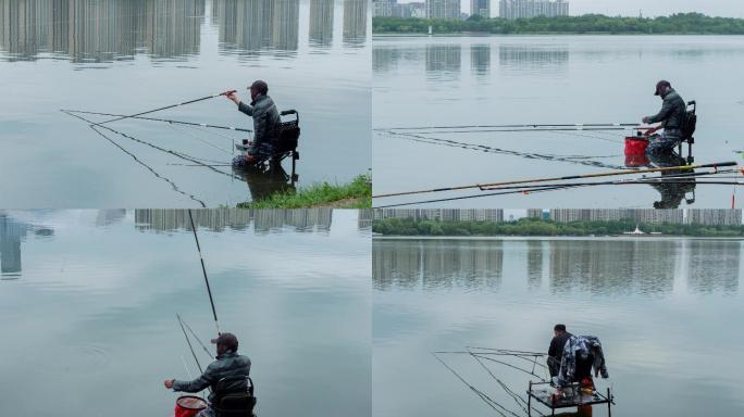 雨后清晨浑河边垂钓