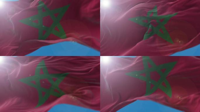 摩洛哥国旗随风飘扬