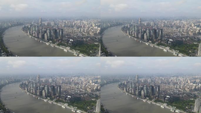 上海外滩黄浦江全景4K航拍原素材