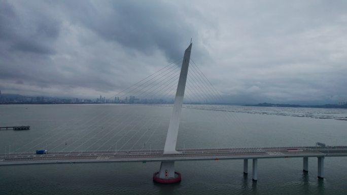 航拍视角看深圳湾大桥4k视频