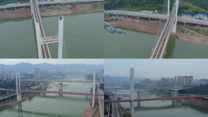 重庆高家花园轨道大桥航拍4k