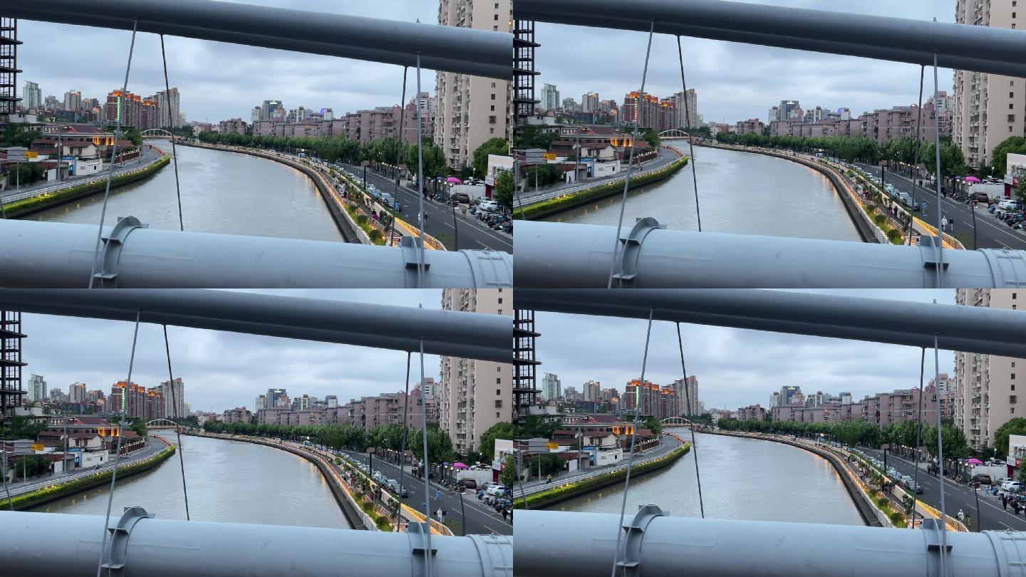 上海封城中的俯瞰建筑河流