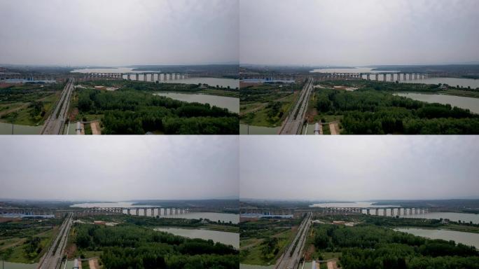 航拍镜头城市大景生态桥梁A