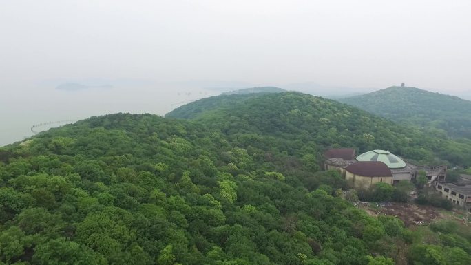 航拍 盘山公路 太湖 树林 村庄