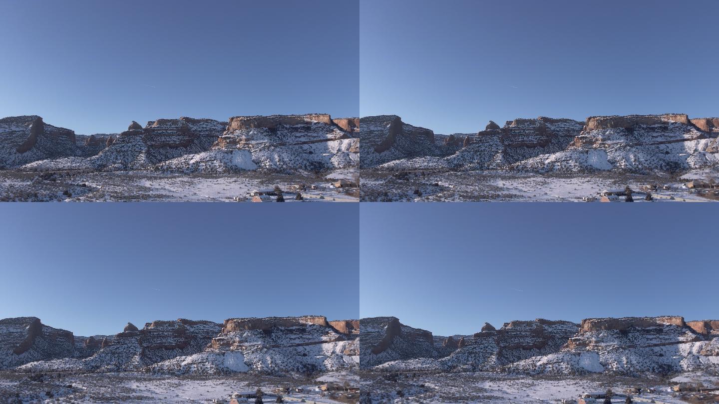 《清晨著名的地方》美国西部空中户外风景科罗拉多景观冬季沙漠和山脉视频系列
