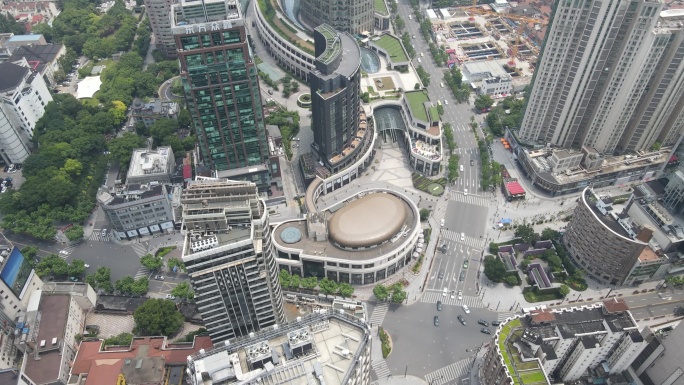 上海南京西路俯拍全景4K航拍原素材