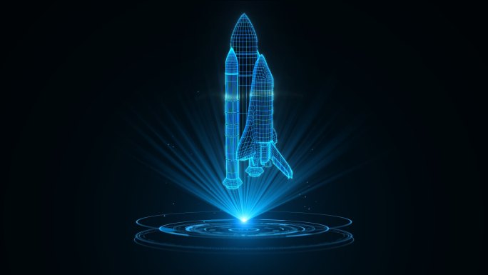 【原创】全息科技线框航天火箭动画带通道