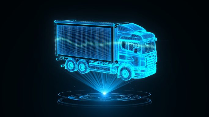 【原创】全息科技中型箱式货车动画带通道