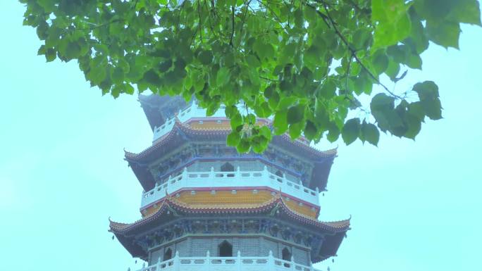 雨中宝塔素材  六月的雨