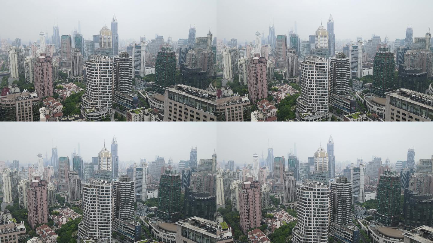上海南京西路商区高楼大厦4K航拍