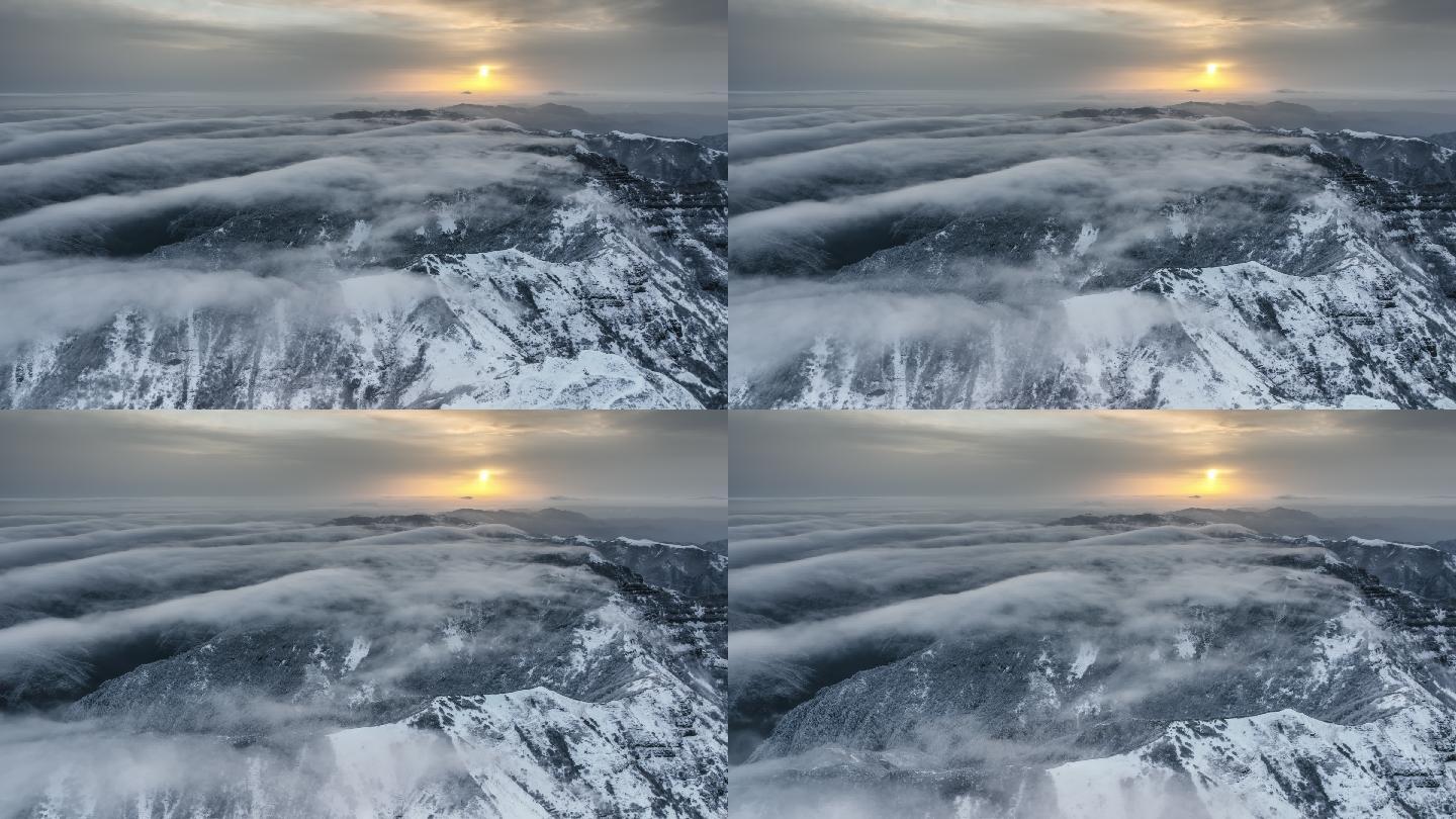 雪后山顶日出飞行视觉大气磅礴宣传片开头结