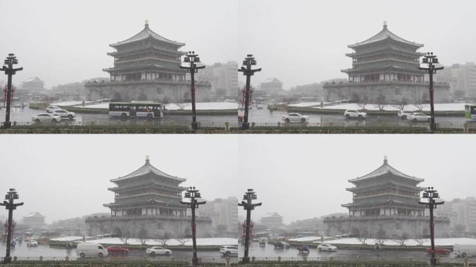 中国雪域中的西安市。