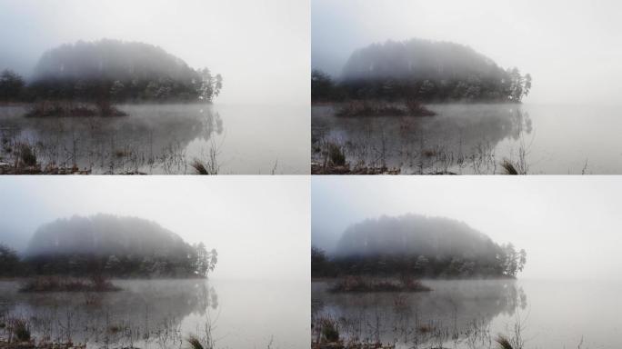自然湖泊湿地沼泽云雾飘渺