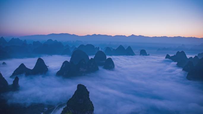 桂林 航拍 大面山 漓江 日出 云海