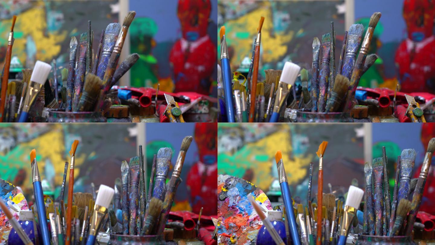 彩色调色板上使用的画笔