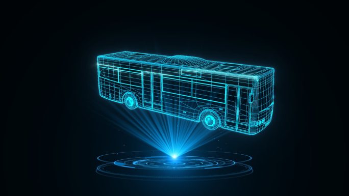 全息科技蓝色线框公交车动画带通道