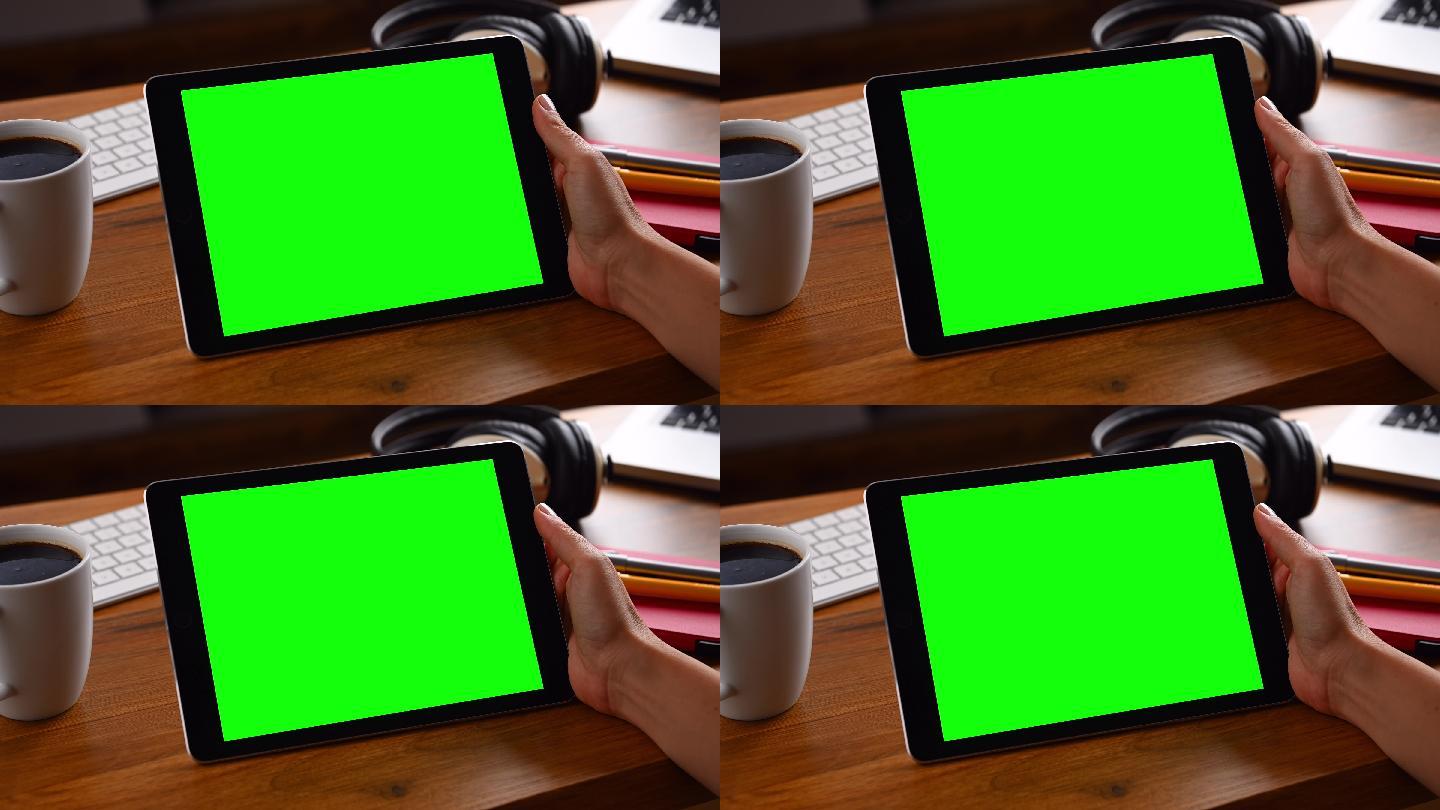 使用色度键绿色屏幕平板电脑