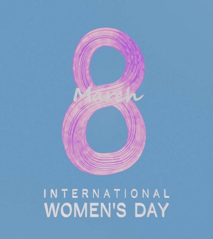 水彩画8号以4K分辨率蓝色庆祝3月8日国际妇女节