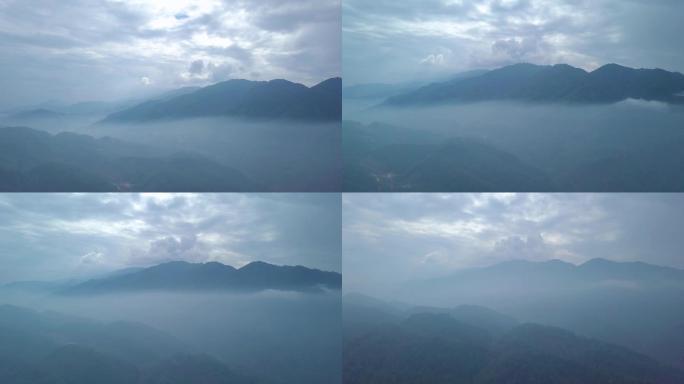乡村山间云雾缭绕航拍视频穿云航拍4k视频