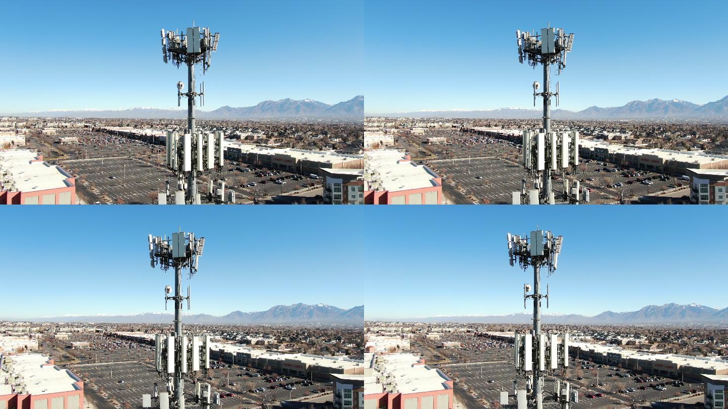 市中心的5G基站通讯基站信号接收塔