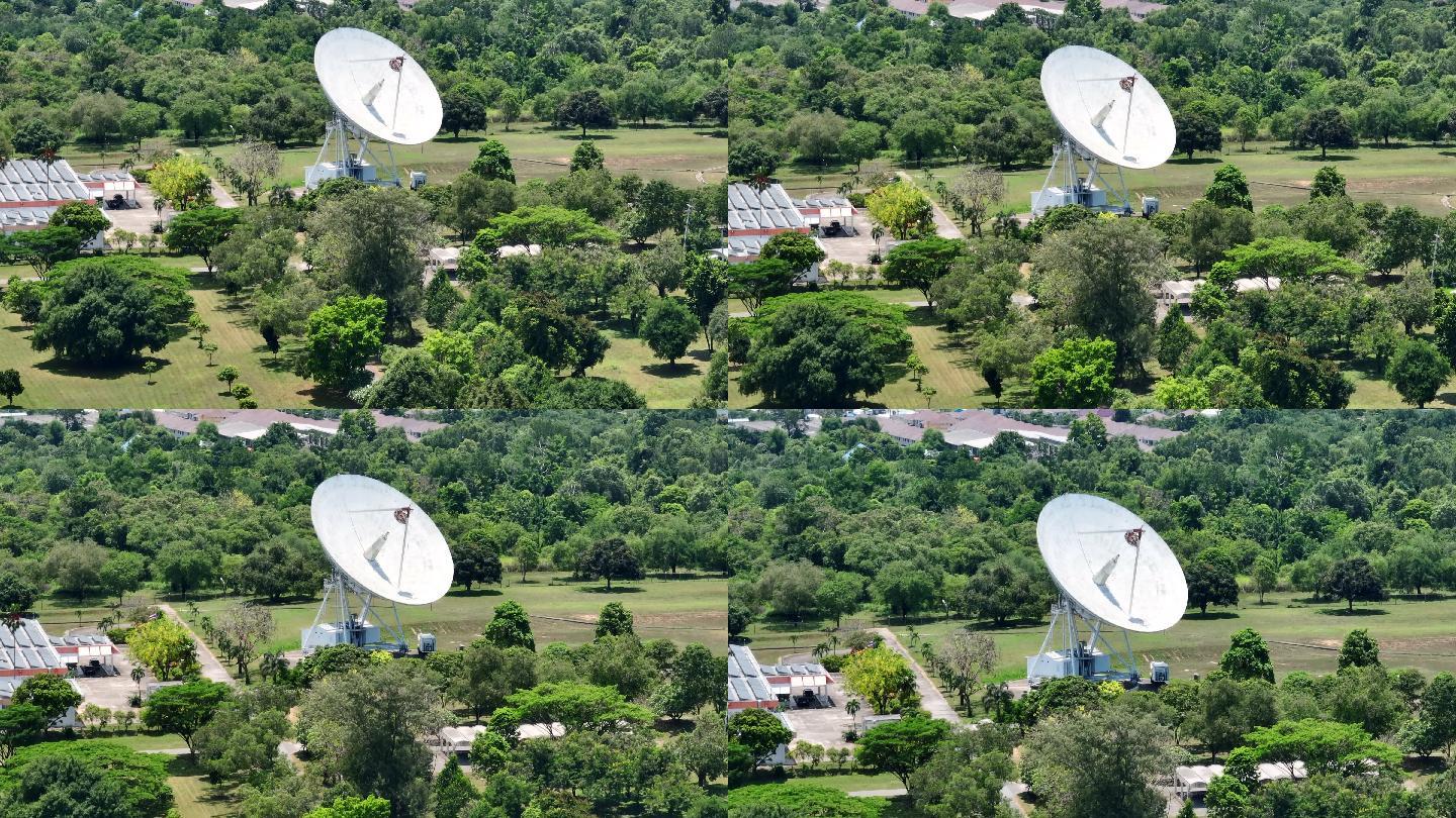 大型通信天线或射电望远镜卫星天线鸟瞰图